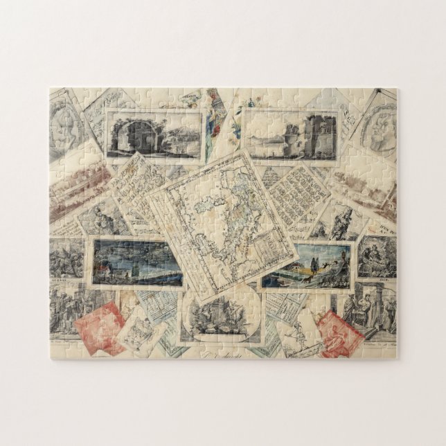 Trompe l’œil of a Map of Italy | P. Verburght Jigsaw Puzzle (Horizontal)