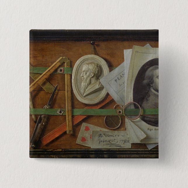 Trompe l'Oeil, 1785 2 Inch Square Button (Front)