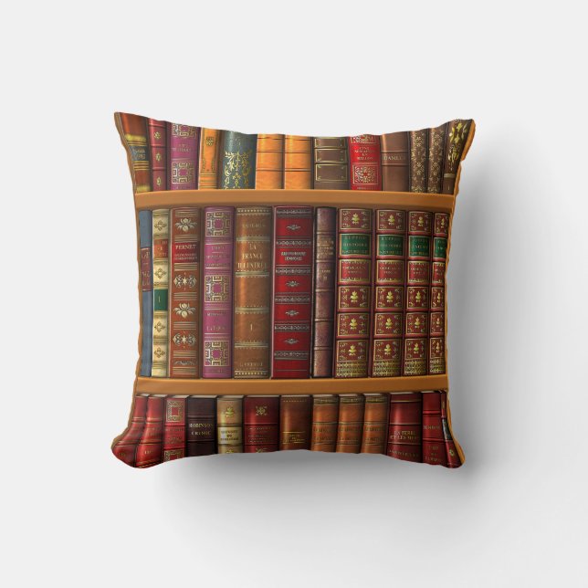Trompe l'oeil "French library". Throw Pillow (Front)