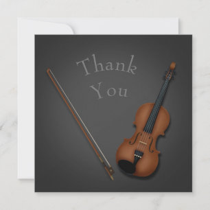 Trompe L'oeil Miniature Violin & Bow Personalized Thank You Card