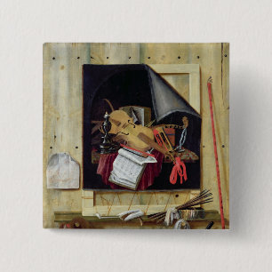 Trompe l'Oeil Still Life, 1665 2 Inch Square Button
