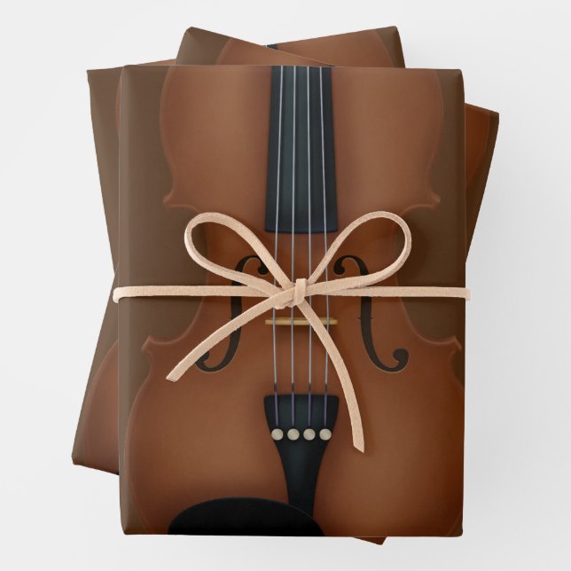 Trompe L'oeil violin Viola Musical Instrument Wrapping Paper Sheet (In situ)