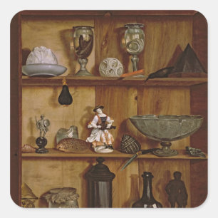 Trompe l'Oeil with a Statuette of Hercules Square Sticker