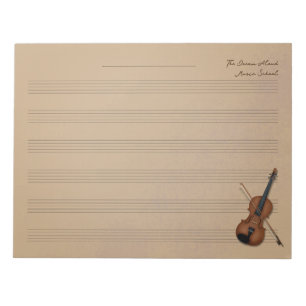 Trompe L'oel Violin & Bow Music Manuscript Paper Notepad