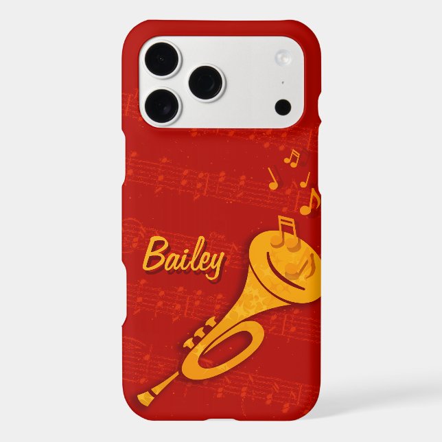 Trompette en laiton stylisé coque iphone de nom ro (Verso)
