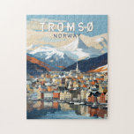 Tromso Norway Travel Art Vintage Jigsaw Puzzle<br><div class="desc">Tromso retro vector travel design. Tromsø is a city in Tromsø Municipality in Troms county,  Norway.</div>