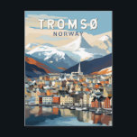 Tromso Norway Travel Art Vintage Postcard<br><div class="desc">Tromso retro vector travel design. Tromsø is a city in Tromsø Municipality in Troms county,  Norway.</div>