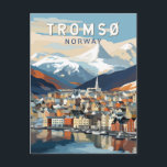 Tromso Norway Travel Art Vintage Postcard<br><div class="desc">Tromso retro vector travel design. Tromsø is a city in Tromsø Municipality in Troms county,  Norway.</div>