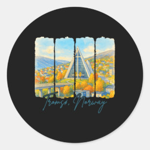 Tromso Norway Traveling Trip Brushstroke Meet Me I Classic Round Sticker