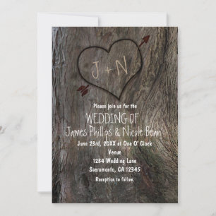 Tronc d'arbre + Invitations de mariage du coeur sc