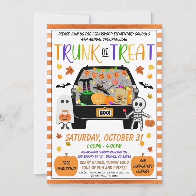 Tronc d'Halloween ou Invitation de traitement (Devant)
