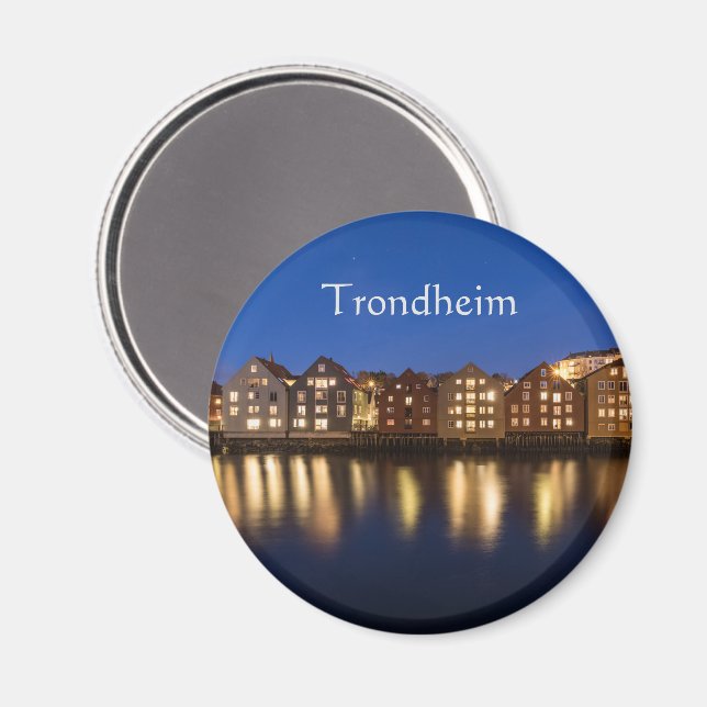 Trondheim at Night Magnet (Front/Back)