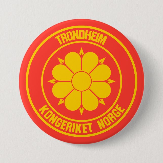 Trondheim Round Emblem 3 Inch Round Button (Front)