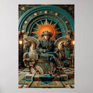 Trône doré de la Reine Cowgirl Western Art Déco