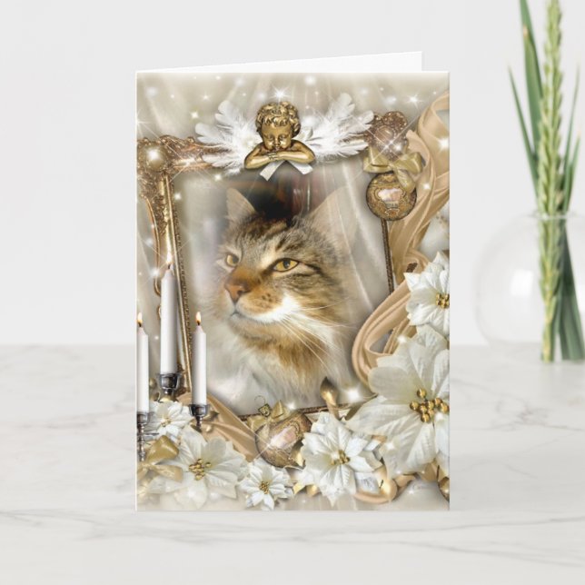 "Trooper The Cat" Angel Blessings Greeting Card (Front)