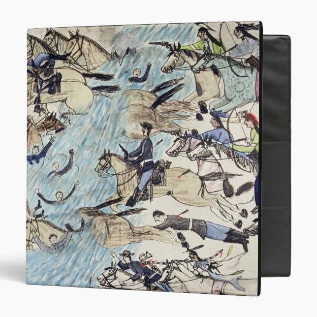 Troopers being driven across the river (ink on pap binder (Front/Inside)