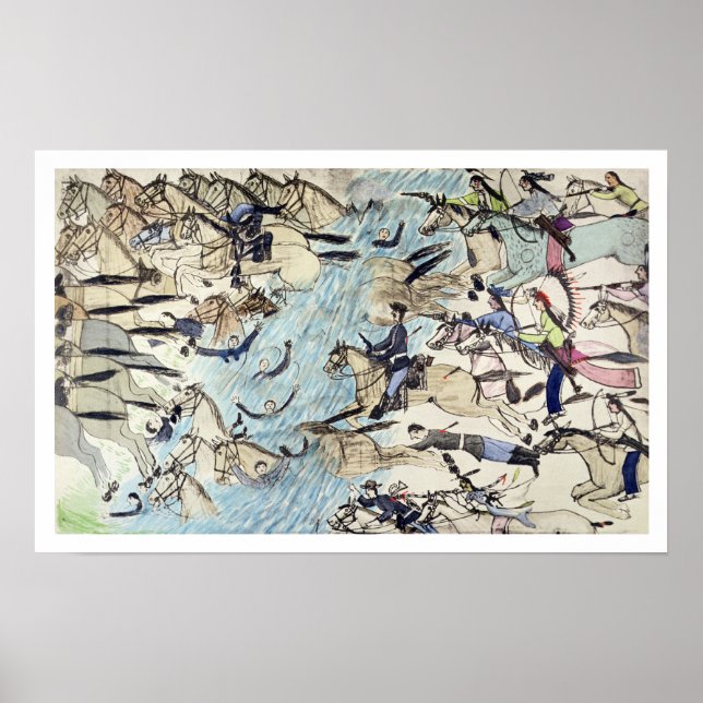 Troopers being driven across the river (ink on pap poster (Front)