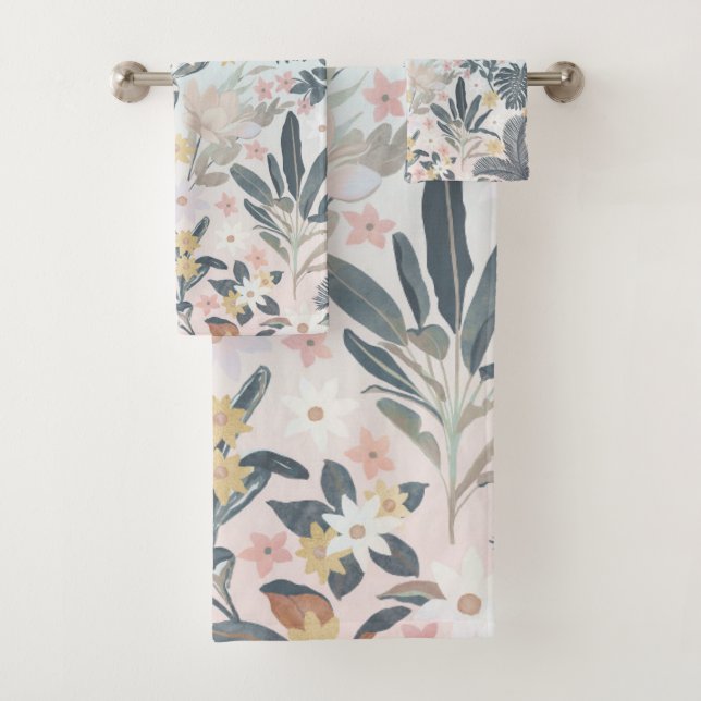 Tropcal Grey Gold Foliage Floral Pattern (En situation)