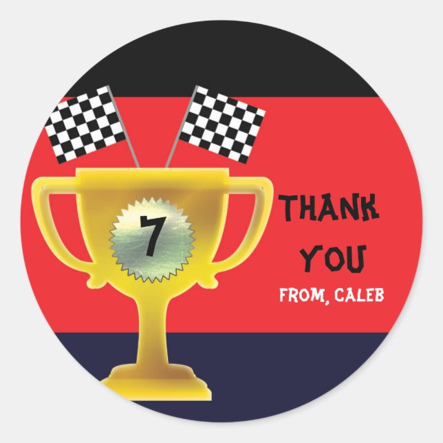 Trophée de course automobile et drapeaux Stickers  (Devant)