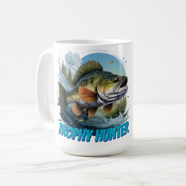 Trophy Bass Hunter Customizable  Coffee Mug (Front Left)