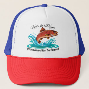 Trophy Brown Trout Leaping From Water Trucker Hat