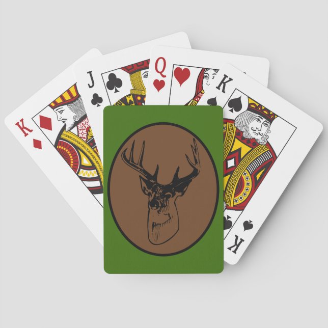 Trophy Buck Deer Head Hunter Silhouette Playing Cards (Back)