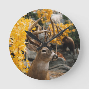 Trophy Deer Round Clock
