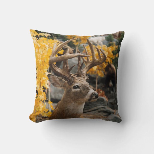 Trophy Deer Throw Pillow (Front)