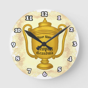 Trophy Grandma custom name Round Clock