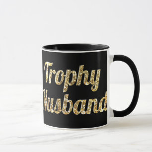 Trophy Husband Black and Gold Glittery Mug