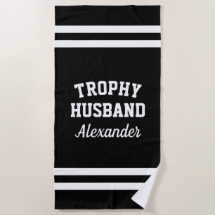 TROPHY HUSBAND funny beach towel for men