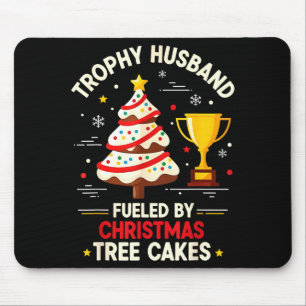 Trophy Retro Husband Fueled By Christmas Tree Cake Mouse Pad