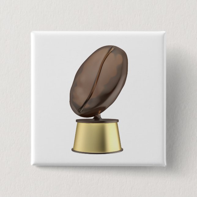 Trophy with coffee bean 2 inch square button (Front)