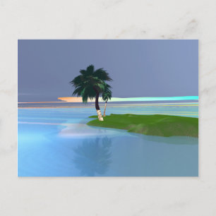 Tropic Call - Palm Tree on Island Postcard
