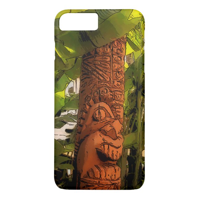 Tropic Garden Tiki Illustrated Hawaiian Case-Mate iPhone Case (Back)