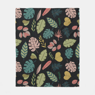 Tropic leaves seamless pattern fleece blanket