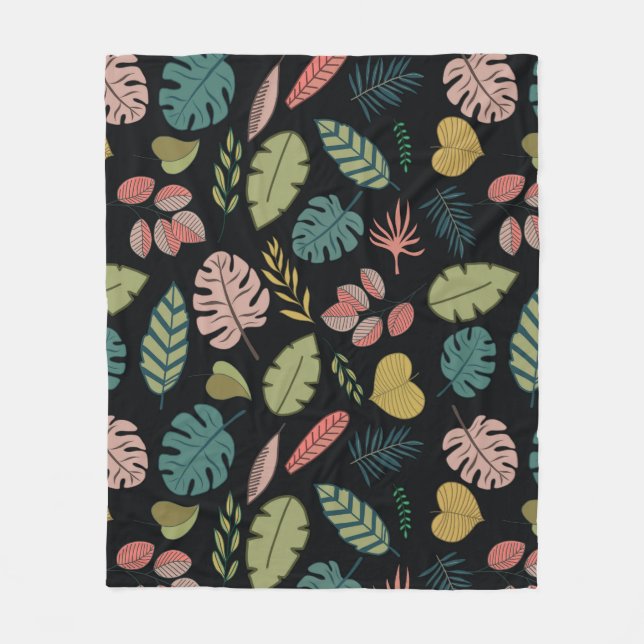 Tropic leaves seamless pattern fleece blanket (Front)
