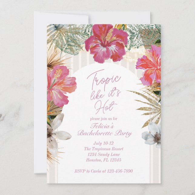Tropic Like It’s Hot Bachelorette Invitation (Front)