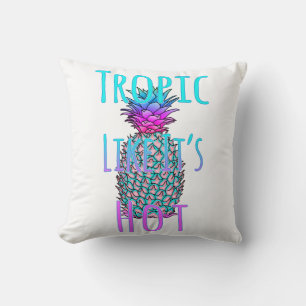 Tropic Like Its Hot Coastal Pineapple Throw Pillow