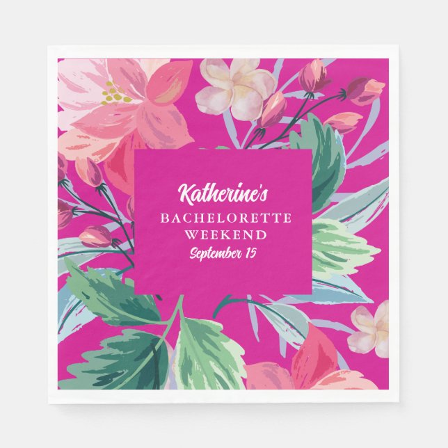 Tropic like its hot Pink Bachelorette party Napkin (Front)