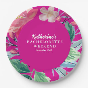 Tropic like its hot pink tropical bachelorette  paper plate