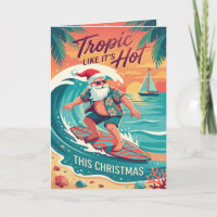 Tropic Like Its Hot Surfing Santa Christmas