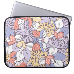 Tropic seamless pattern with orchid and monstera l laptop sleeve
