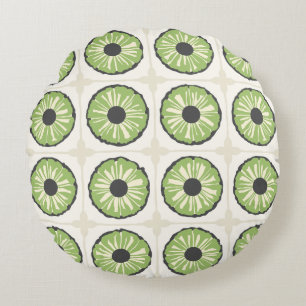 Tropic Slice Leafy Green Round Pillow