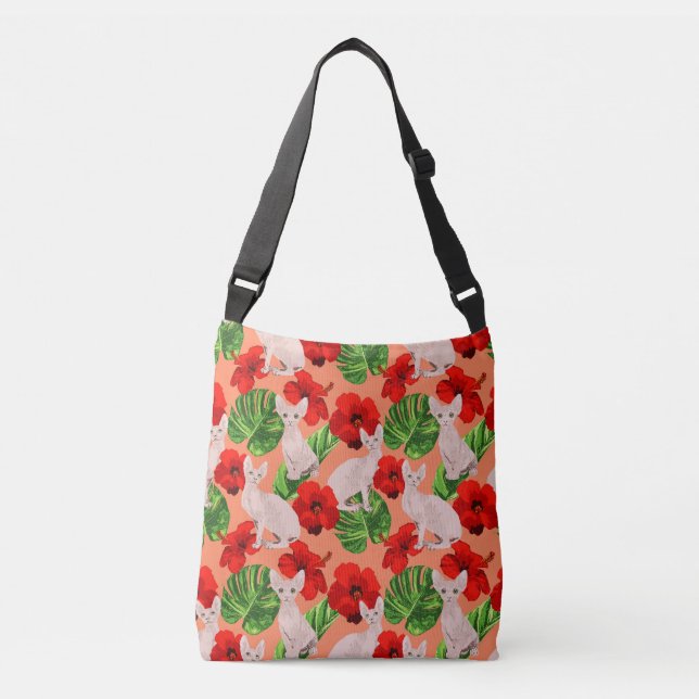 Tropic Sphynx Cat Vector Seamless Pattern Crossbody Bag (Front)