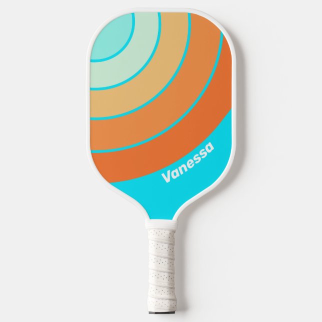 Tropic Splash Circle Stripe with Name Pickleball Paddle (Front)