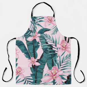 Tropic summer painting seamless pattern with palm apron