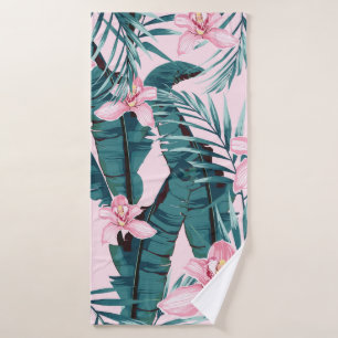 Tropic summer painting seamless pattern with palm  bath towel