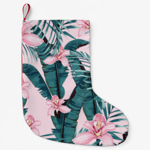 Tropic summer painting seamless pattern with palm small christmas stocking