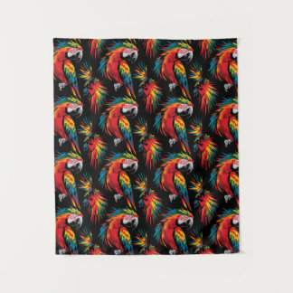 "Tropic Tangle: Parrot Parade" Tapestry